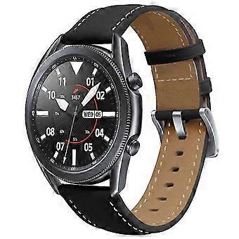 Dla Samsung Galaxy Watch3 45mm skórzany srebrny pasek do zegarka ()