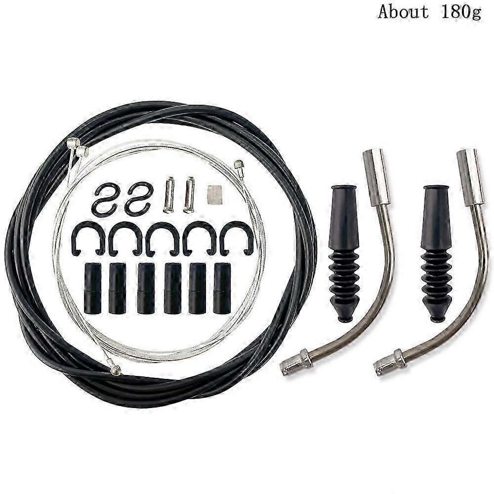 A complete bicycle brake cable assembly, including brake cable guide, elbow pad, cable e