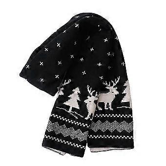 Women's Winter Knitted Scarf Red Christmas Deer Design Festive Warm Fashion Scarf for New Year