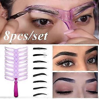 High-quality 8 Pcs Eyebrow Stencils With Handle And Strap Washable Reusable Eyebrow Template