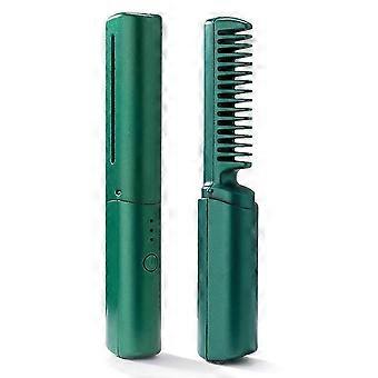 Mini plancha para el cabello, peine inalámbrico para cabello liso, plancha de cabello de viaje recargable USB, cepillo de peine para cabello eléctrico portátil con calefacción