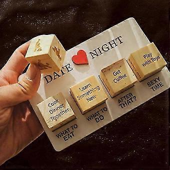 Couple's Evening Dice Game, Wooden Date Night Fun Activity compatible with Two