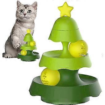 Circuit de balle pour chat avec rouleau à balle à l'herbe à chat, jeu de puzzle interactif pour chats d'intérieur, divertissement autonome, design en forme d'arbre, cadeau d'anniversaire ou de Noël.