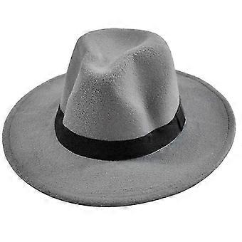 Female Jazz Hat Wide Brim Warm Faux Wool Fedora Hat Retro Style Belt Panama Hat New