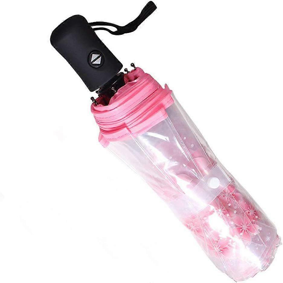 Cherry Blossom Automatic Transparent Umbrella Folding Compact Clear (Pink(auto))