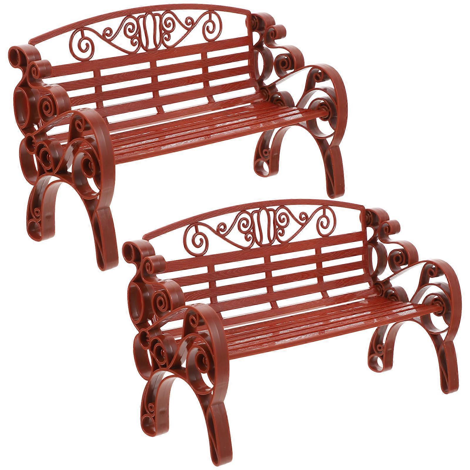 Decorative Bench Model Small Bench for Practice 2Pcs Brown ABS Material