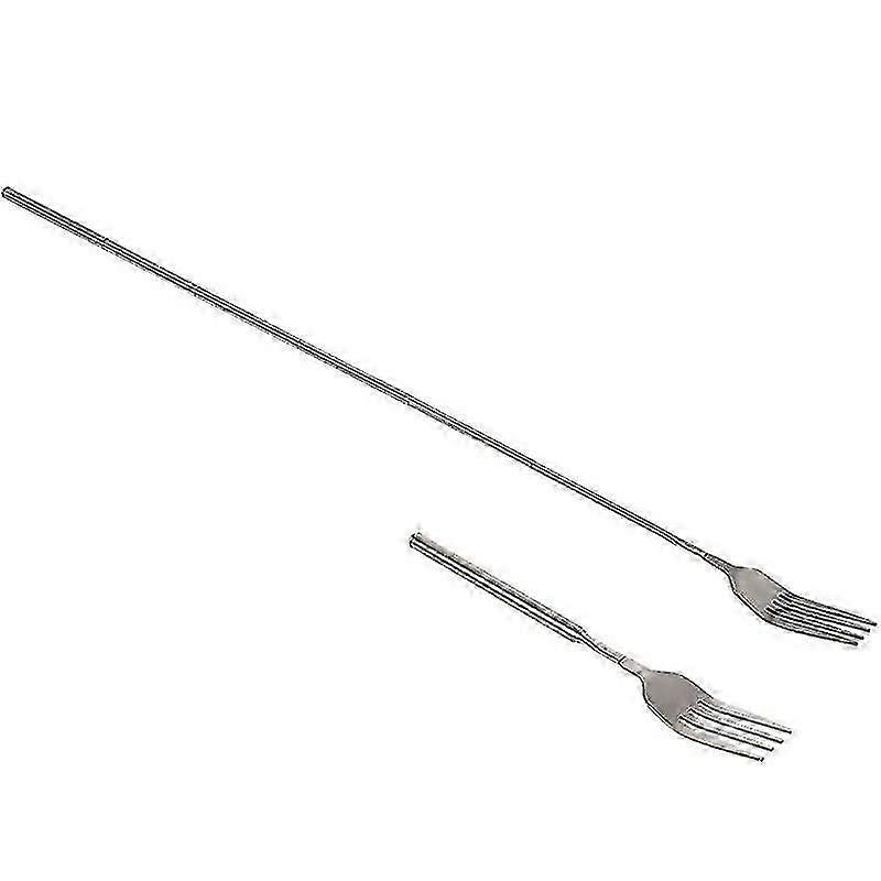 Retro Fork Bbq Telescopic Extendable Dinner  Dessert Long Handle Fork Tableware