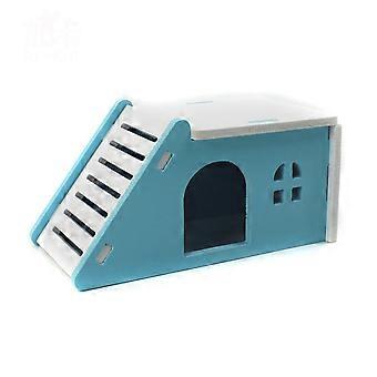 Kleines Haustierhaus aus PVC, Villa-Spielzeug für Hamster, zweilagig, 2 Stück, blau