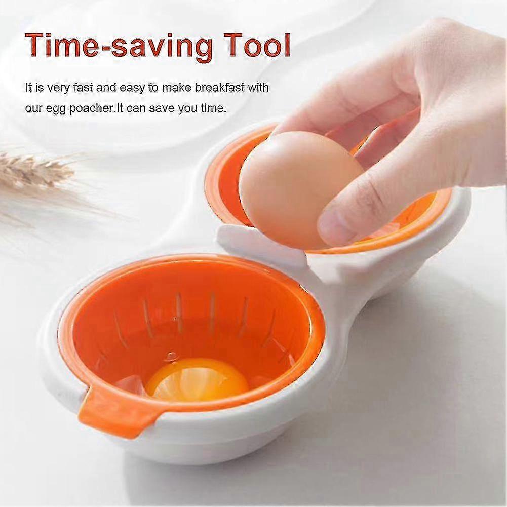 Microwave Egg Poacher Easy Clean PP Plastic 2 Cavity Breakfast Kitchen Tools