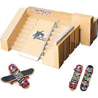 Kit per skateboard da dito 8 in 1 con 2 mini fingerboard, set di rampa per fingerboard fai-da-te per bambini dai 5 anni in su