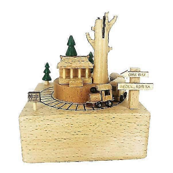 Rotating Bear Carousel Wooden Box