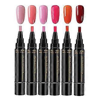 6pc Pure Color Gel Nail Polishs Pen Nail Varnish Pens Quick-Dry Long-Lasting Graffiti Painting
