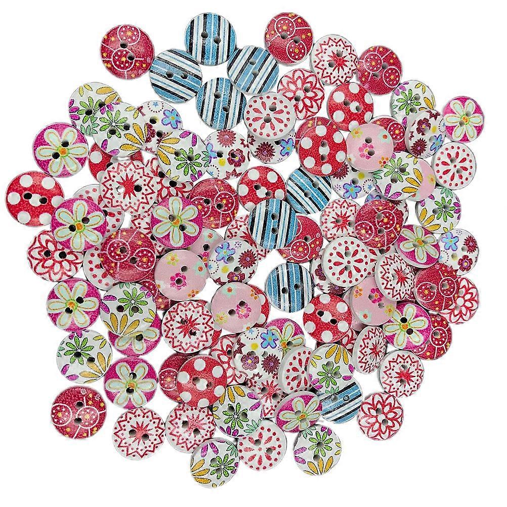 Durable Round Wooden Button for Creative Handcraft Tools 200Pcs