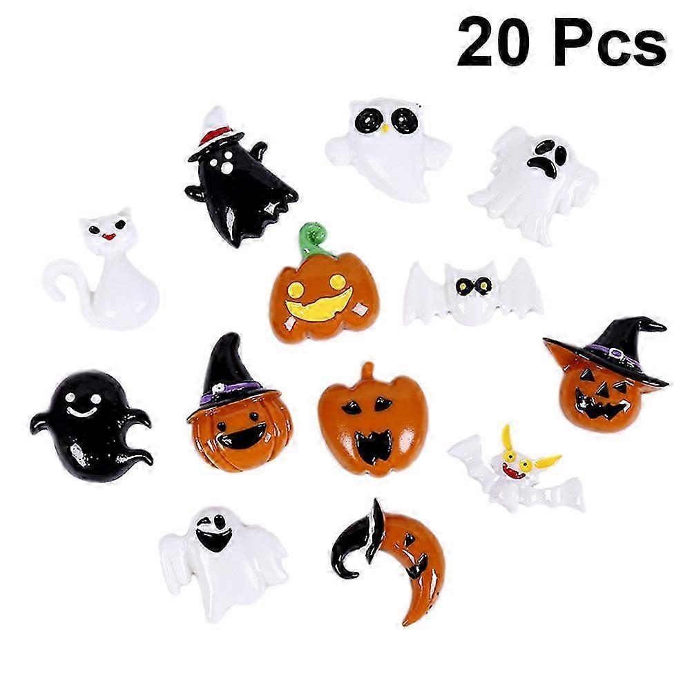 40Pcs Pack Halloween Resin Decor Flatback Pumpkin Ghost Accessories