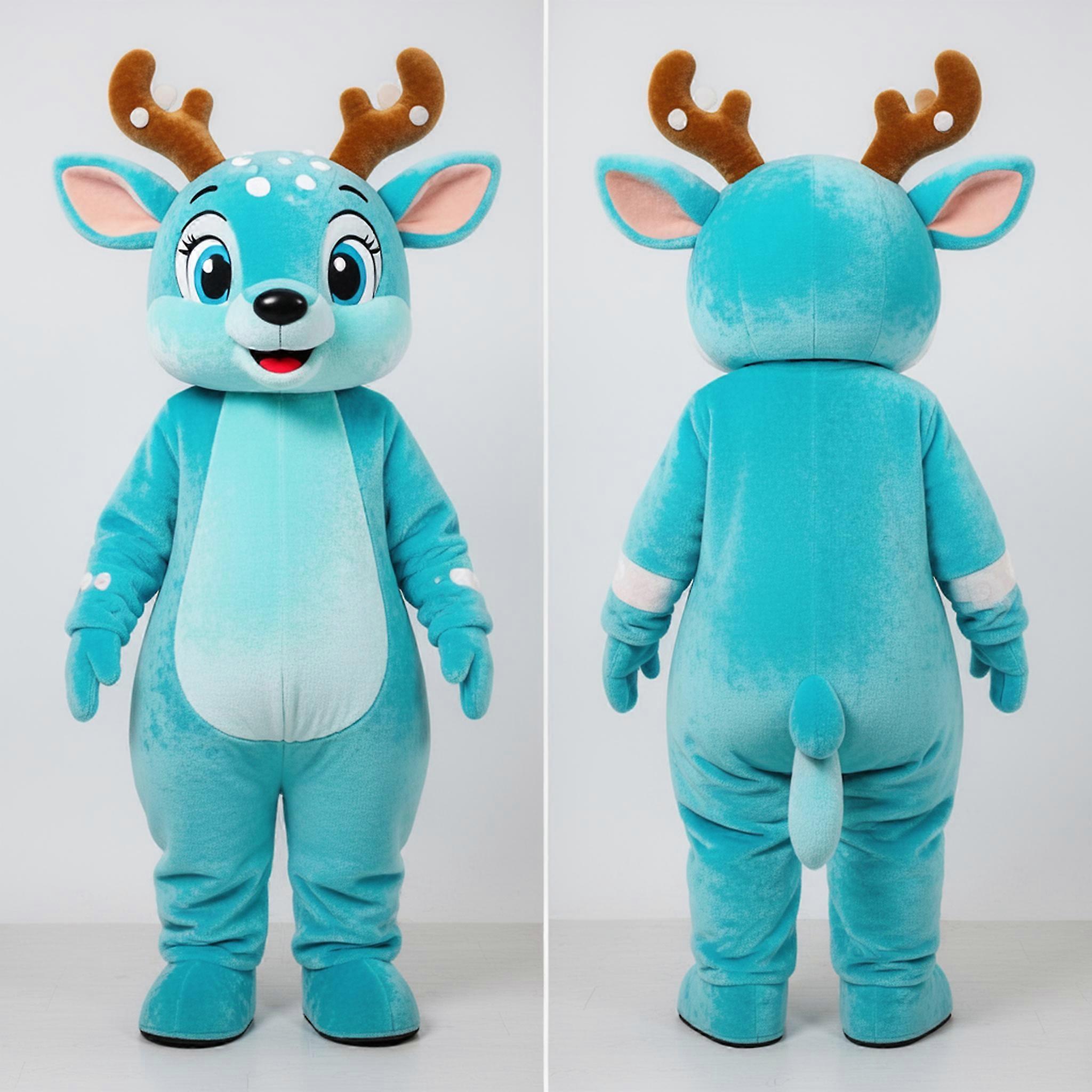MASTICOT Cyan Velvety Deer Mascot