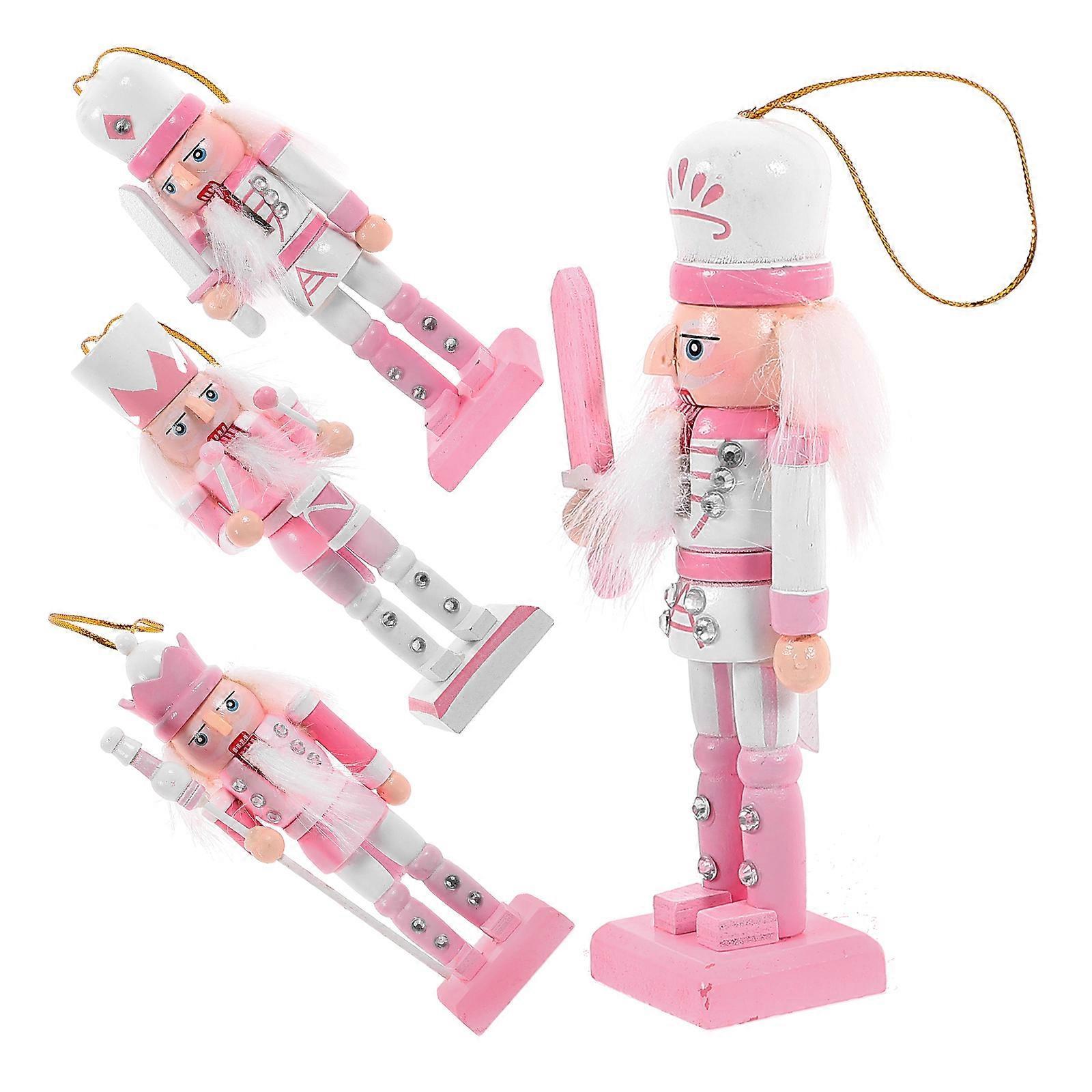 4pcs Nutcracker Table Decorations Nutcracker Christmas Decor Set Pink Nutcracker Figure Ornaments