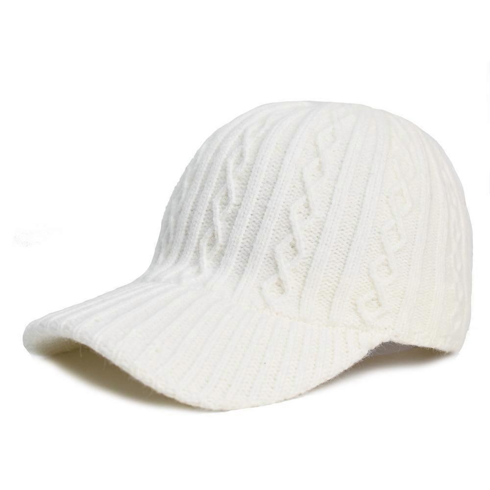Trendy Versatile Knitted Baseball Cap Adjustable Warm Peaked Hat Windproof Solid Color Snapback Cap Unisex