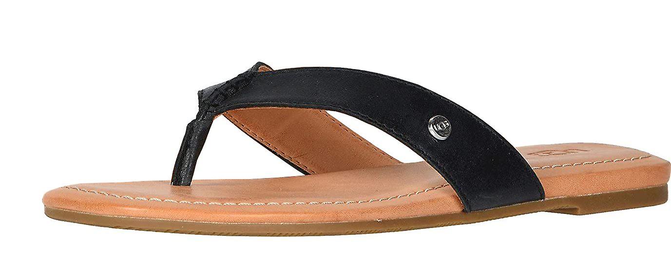 Ugg Tuolumne Svarta Flip Flops i läder för kvinnor