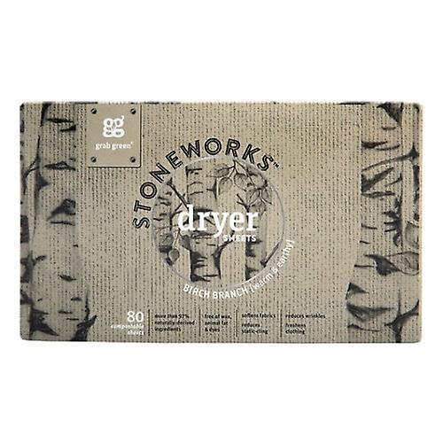 Grab Green Stoneworks Dryer Sheets Birch Branch, 80 Count (Pack of 1)