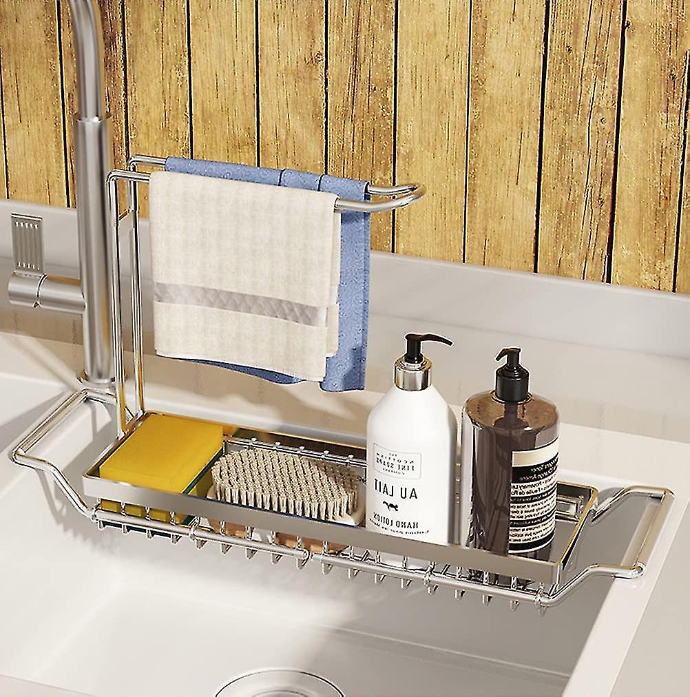 Expandable Sink Organizer For Kitchen Sponge Holder With Stainless Steel Towel Rack Sponge Holder Sink St