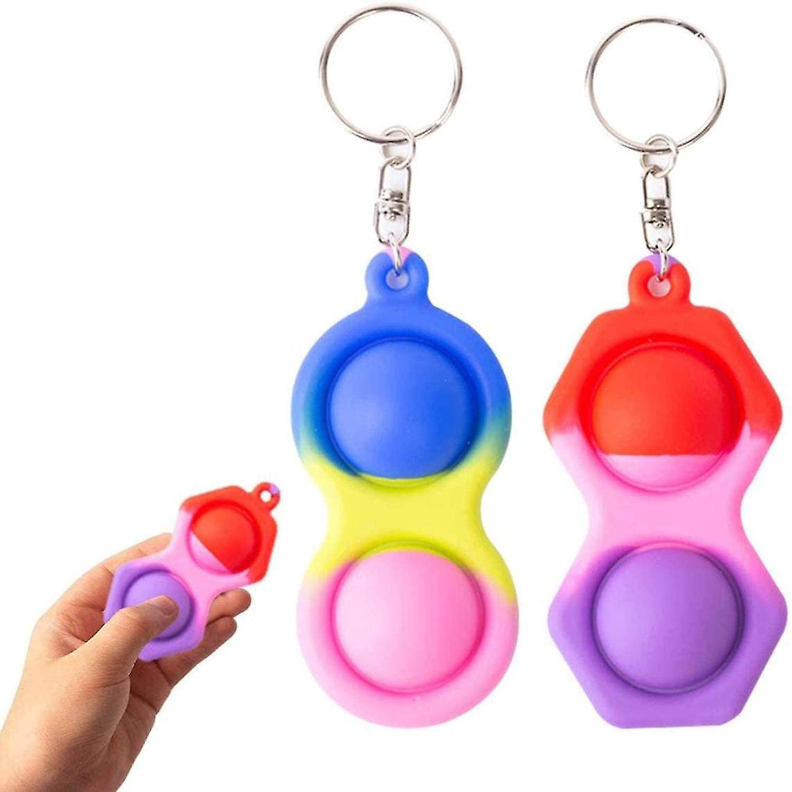 Pack Strain Relief Silicone Bubble Flipper Plates - During Key Ring Phone Chain (camouflage)
