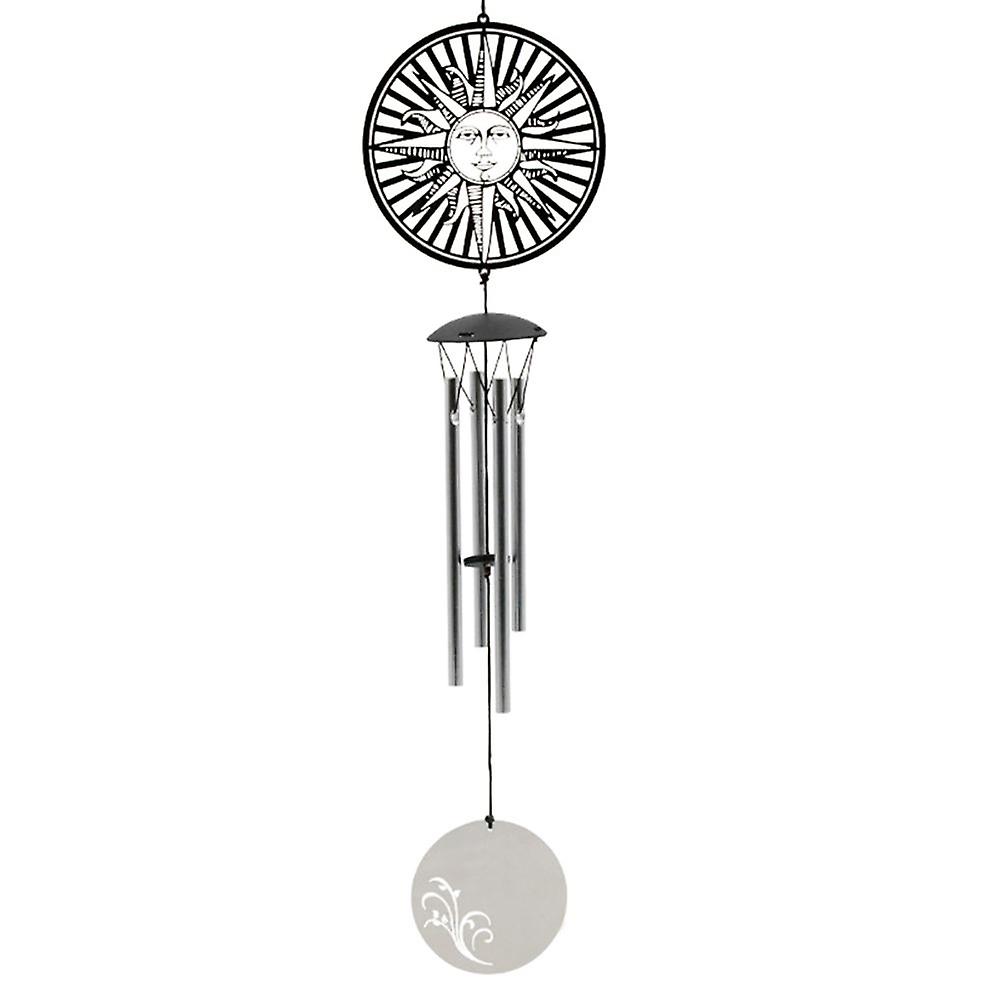 Stainless Steel Sun Face Design 4 Bells Wind Rings Hanging Decoration
