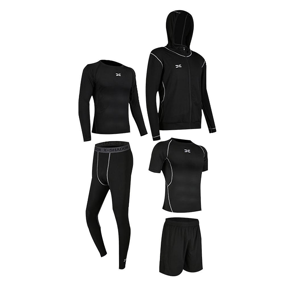 5 Pcs/Set Men's Tracksuit  Black L