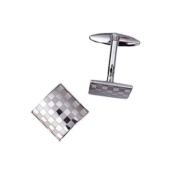 6xMens Silver Square Checkerboard Cufflinks