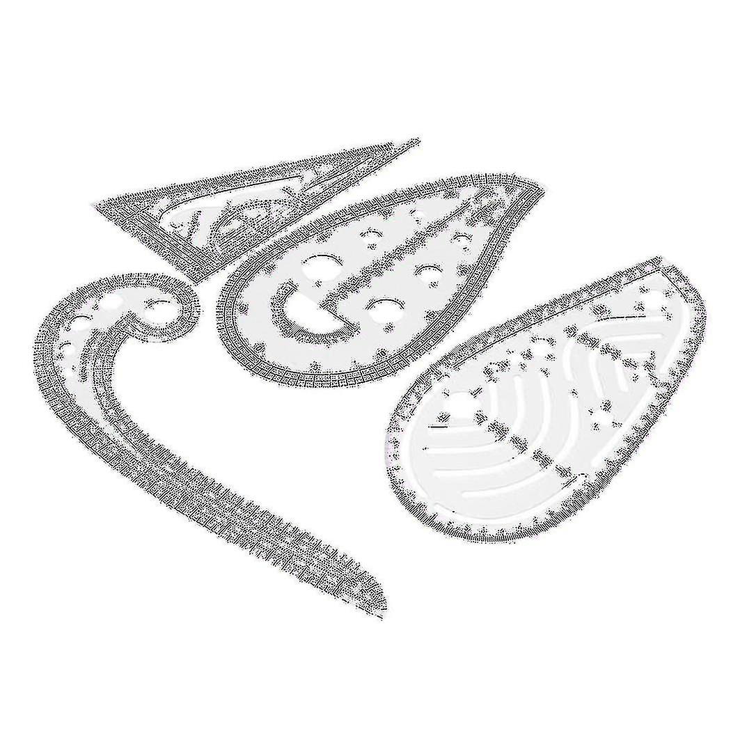 Sewing Ruler Set (4 Pcs) - Metric Ruler Set French Curve Pattern Grading Ruler Dressmaking Drawing
