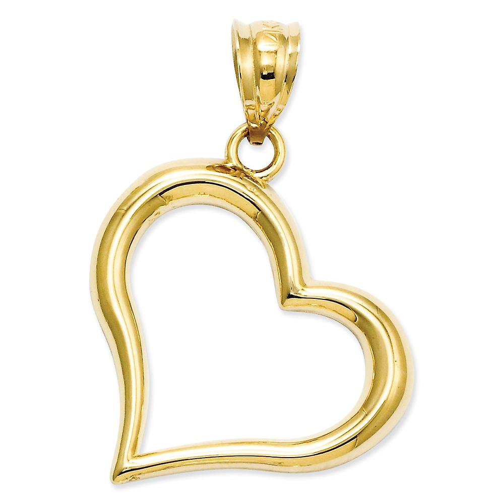 14k Yellow Gold Polished Open Love Heart Pendant Necklace 19x26.5mm-Pendant for Women - 1.0 Grams