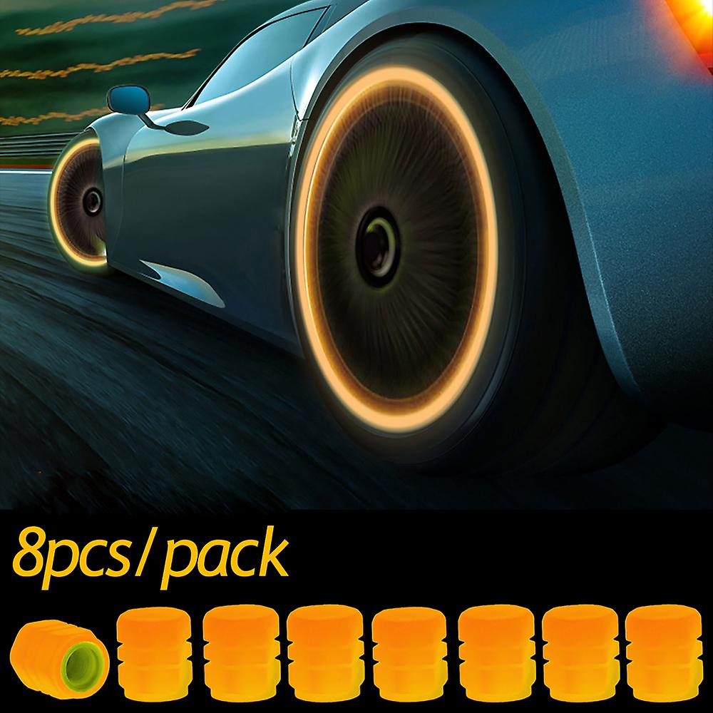 8pcs רכב זוהר כובעי שסתום פלואורסצנטי לילה זוהר מכונית אופנוע אופניים אופניים גלגל צמיגים רכזת שסתום זוהר כובעי גזע תפאורה