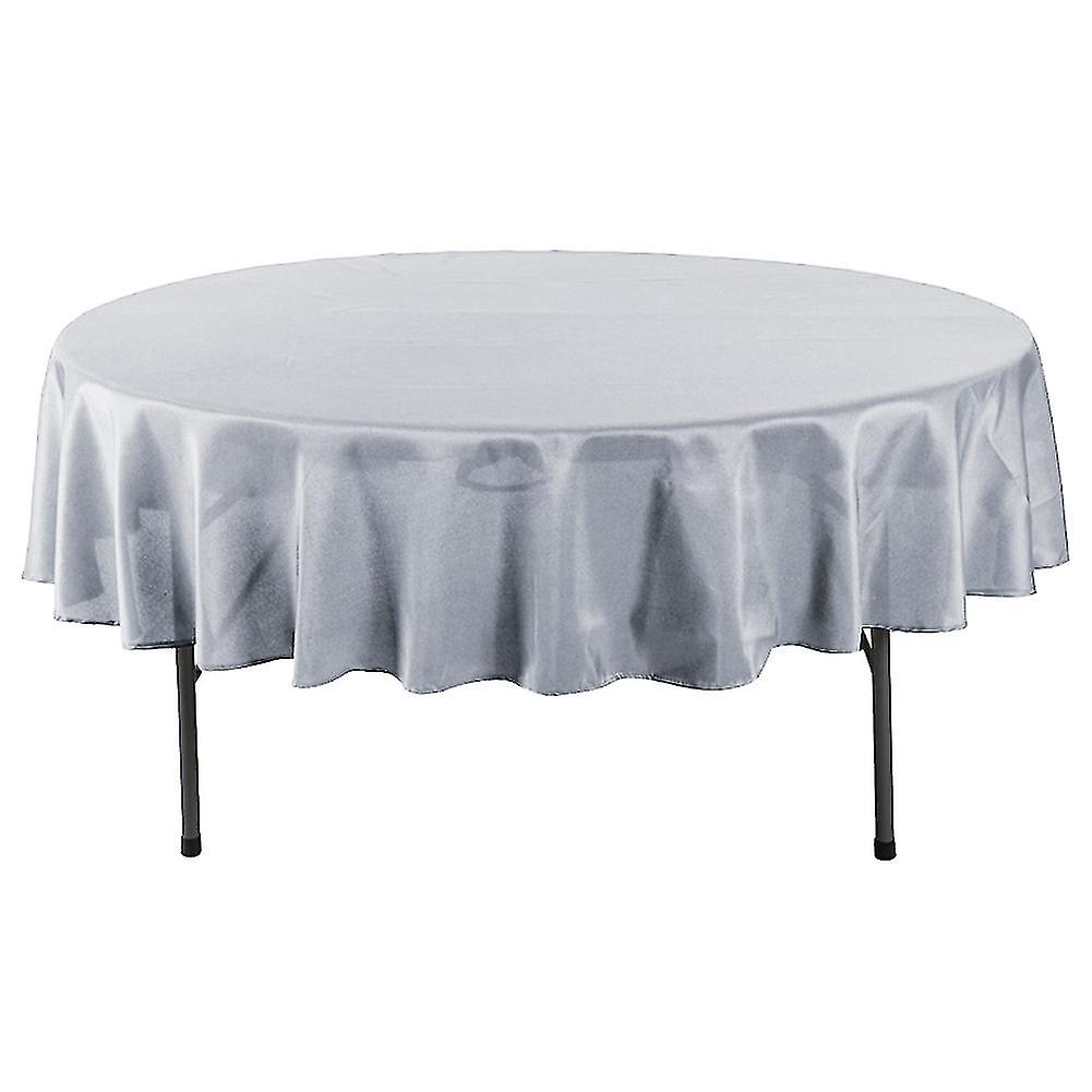Kitchen Dining Room Restaurant Hemming Solid Color Round Tablecloth Party Decor
