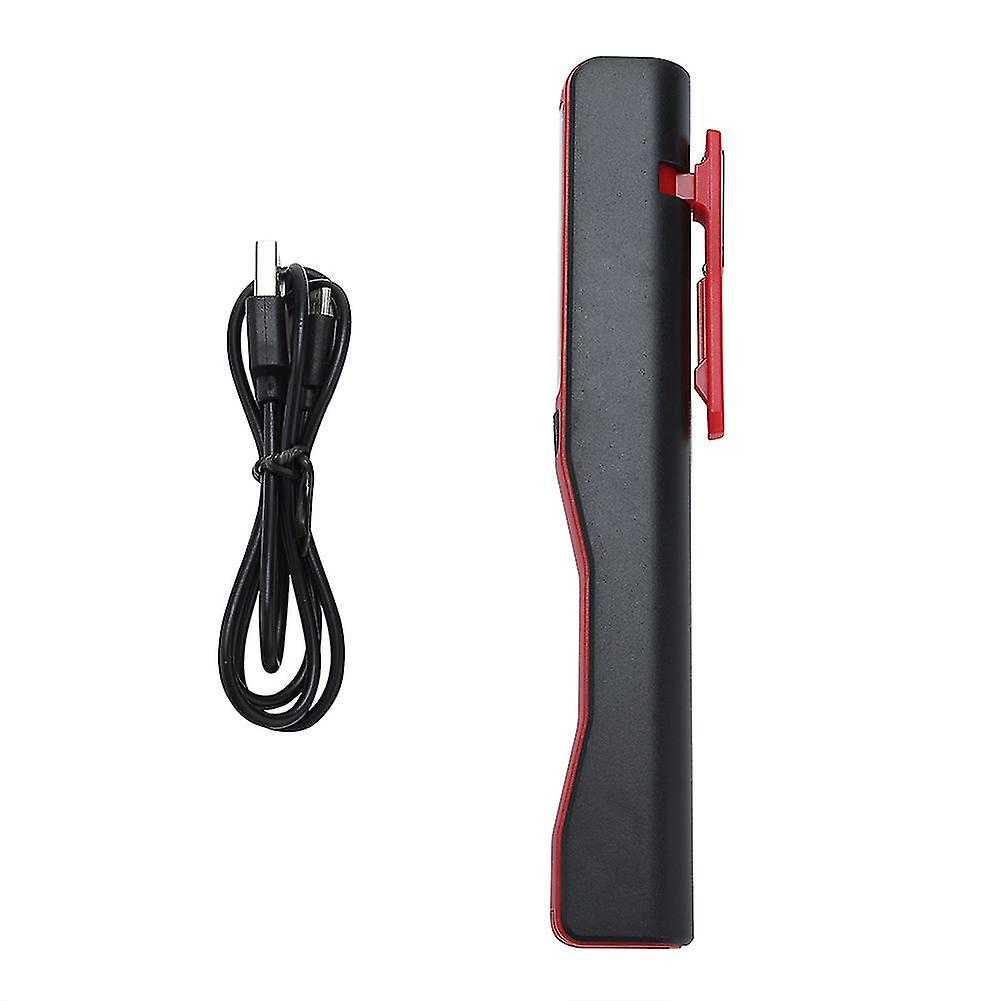 Rechargeable COB LED Flashlight, Pocket Pen Light, Work Light with Magnetic Rotating Clip Red