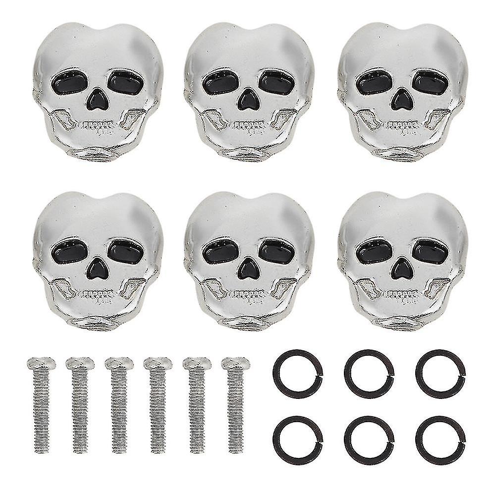 6pcs Tuning Peg Tuning Key Button Cap Heads for Folk Electric Guitar (Silver)