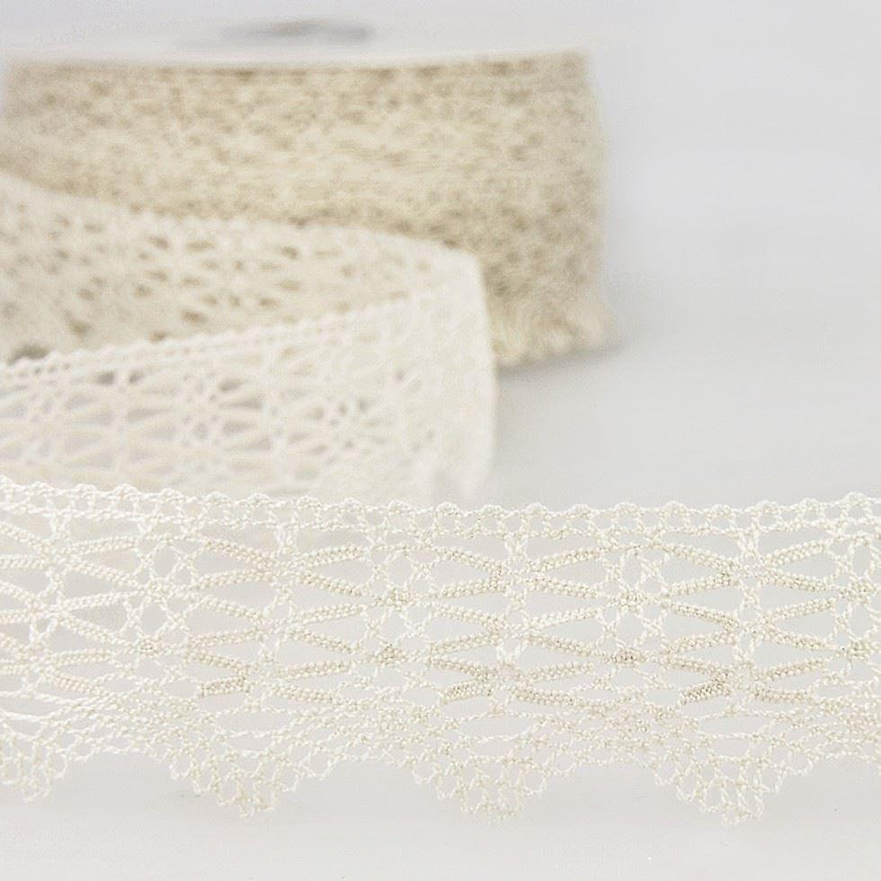 37mm Stephanoise Cotton Lace Trim Ivory - per metre