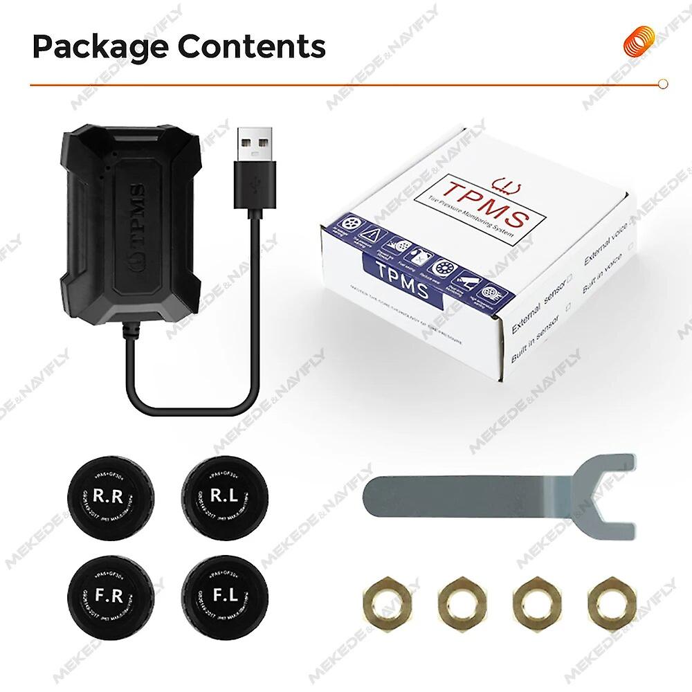 Android Tpms Sistema Di Monitoraggio Della Pressione Dei Pneumatici Display Sistema Di Allarme 5v Sensori Interni Per Auto Di Navigazione Autoradio 4 Sensori