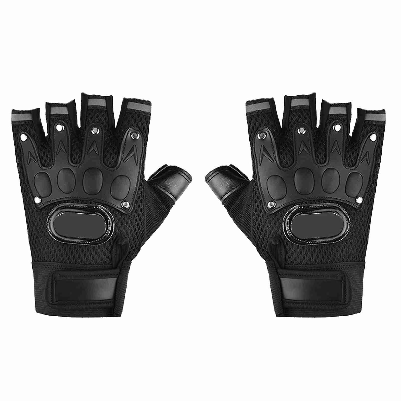 BOROCO Fingerless Cycling Gloves,2Pcs Half Finger Driving Gloves Mesh Fabric Hand Joint Protection Hook and Loop Fastener Motorcycle Gloves