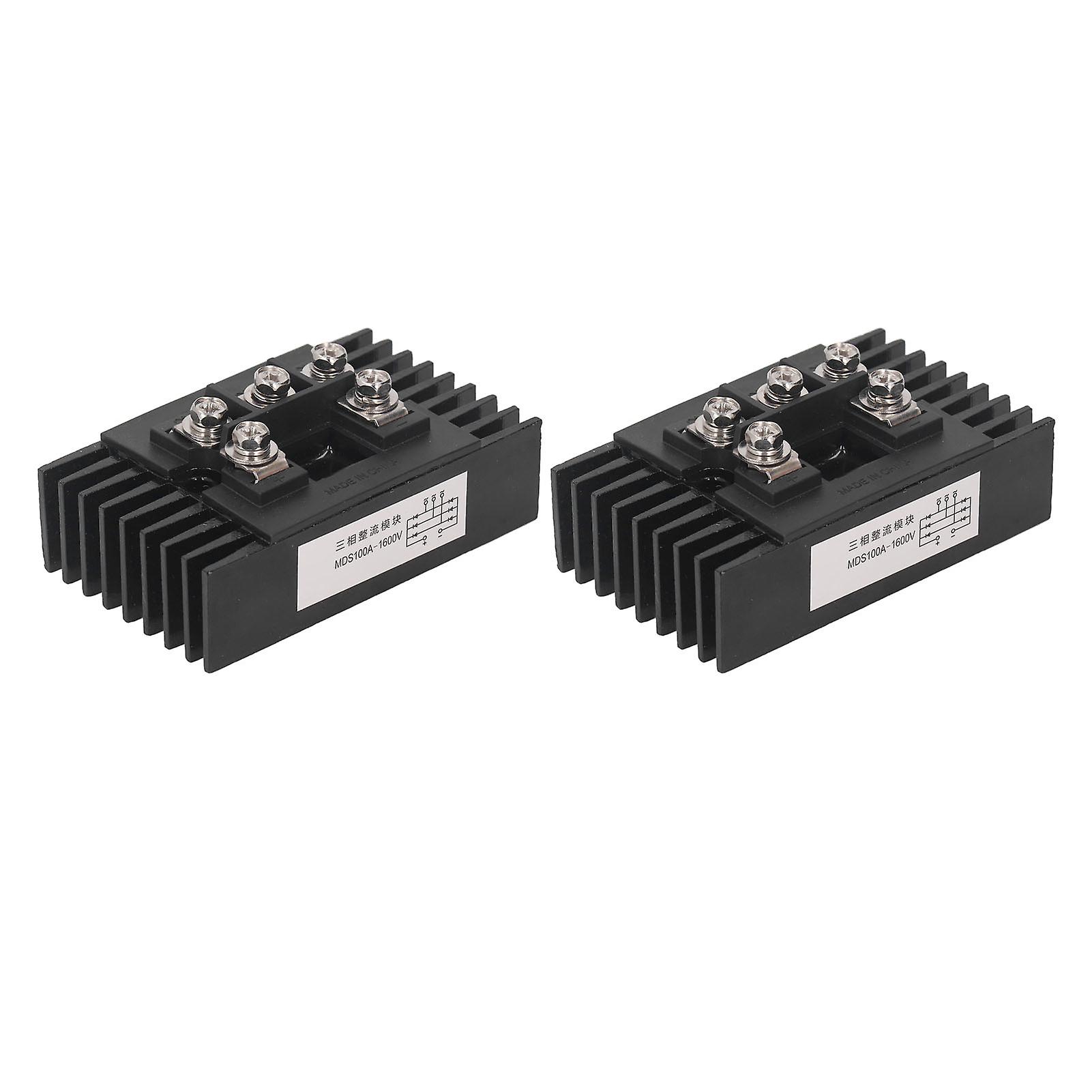2PCS Bridge Rectifier with Radiator 3 Phase Rectifier Module Replacement for SQL100A 1600V 100A