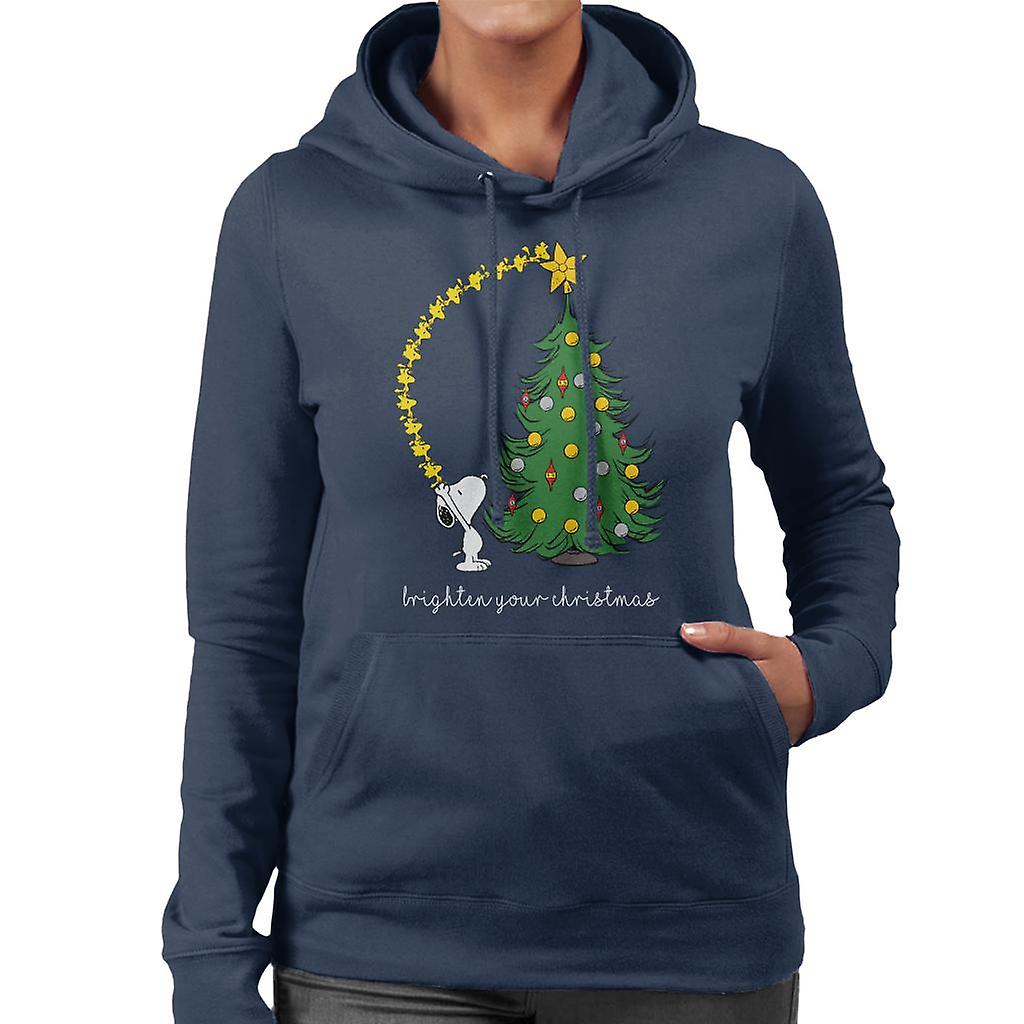 Peanuts Snoopy Woodstock Brighten Your Christmas Women's Hooded Sweatshirt
