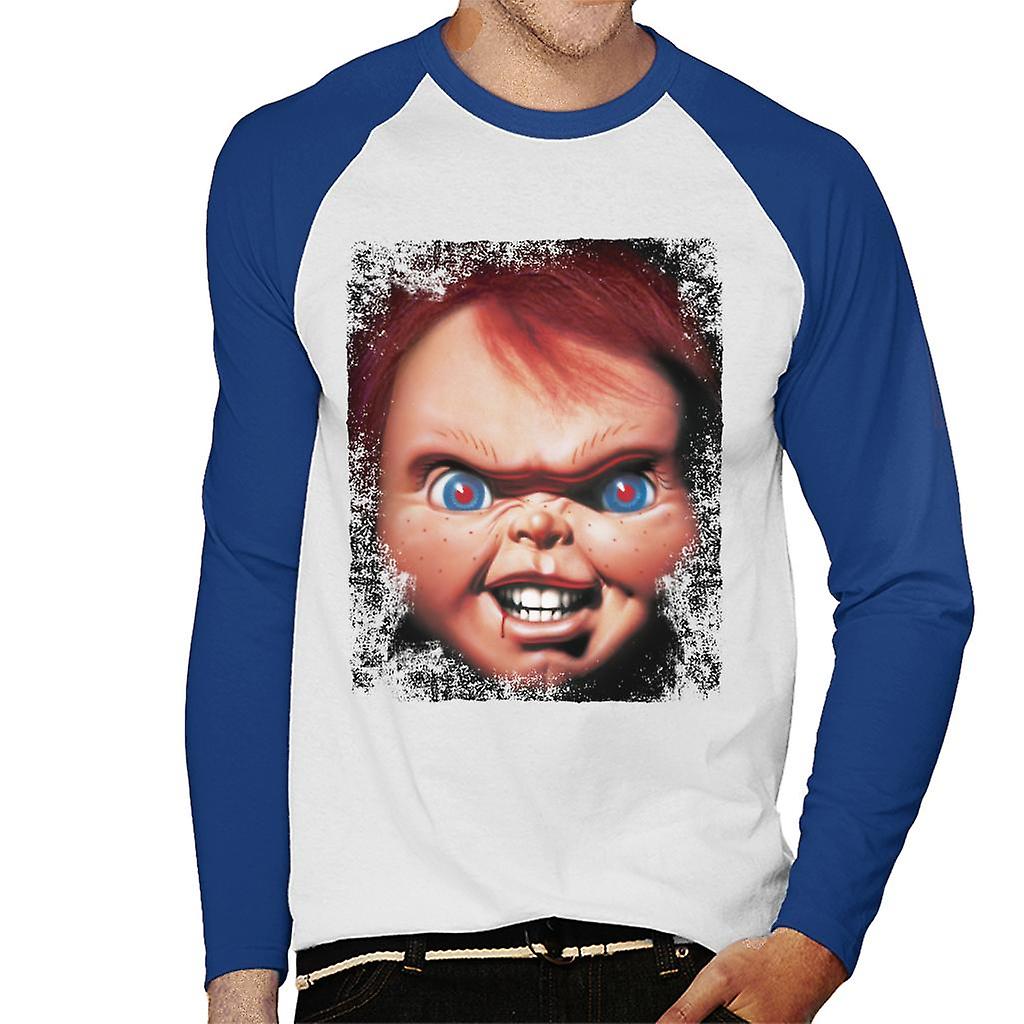 Chucky Face Close Up Men's Baseball Long Sleeved T-Shirt