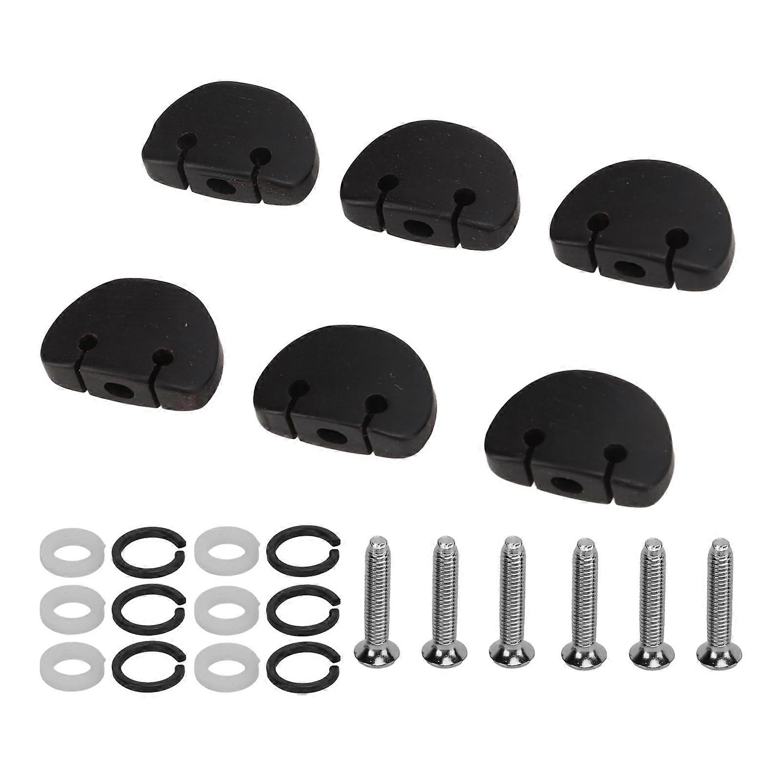6Set Guitar Tuning Peg Buttons Ebony Metal Tuner Machine Head Button for Electric GuitarsLarge Semi Circular Shape 
