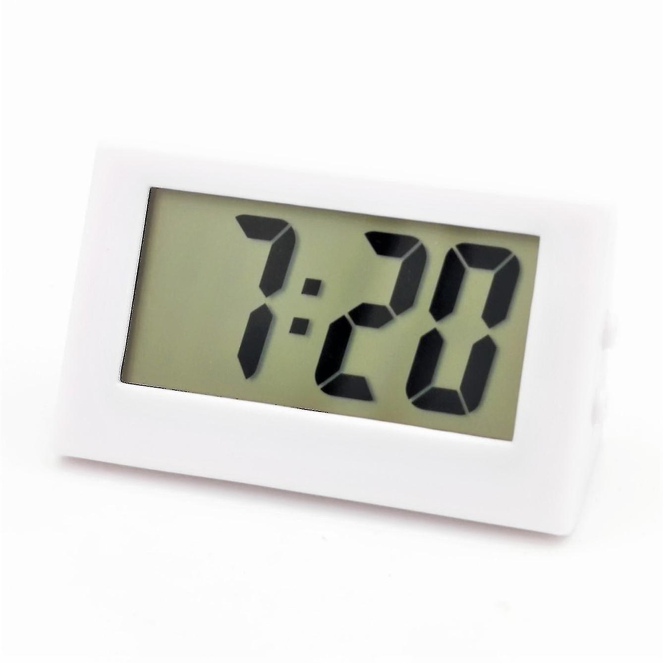 White Digital Clock, Small Clock, Mini, Usable As Car Clock Or Table Clock, 5.6 X 3 Cm, Rubber Coate
