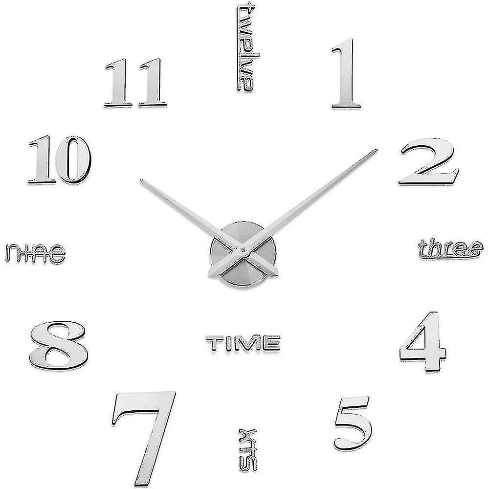 Elegant Large Diy Frameless 3d Mirror Surface Effect Wall Clock