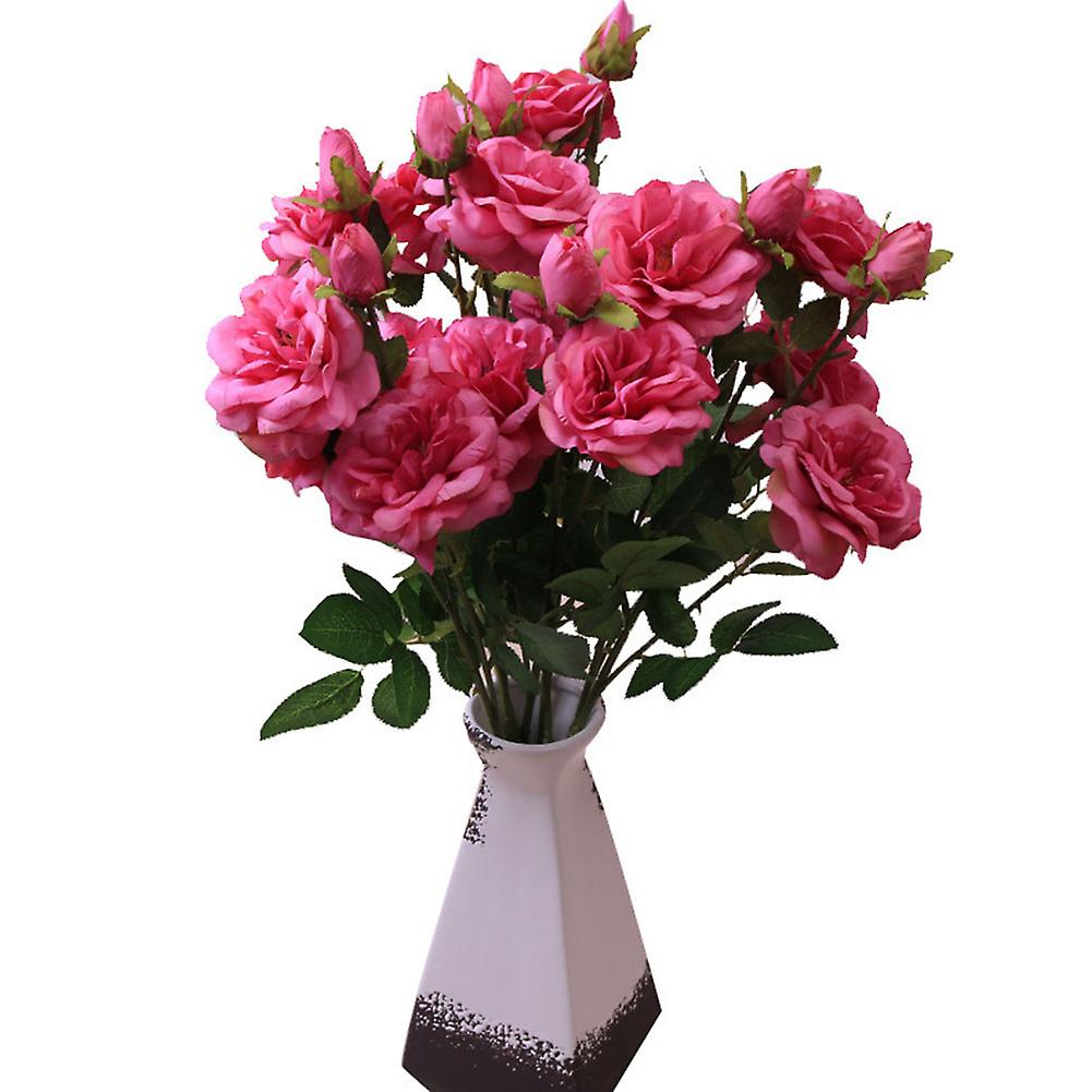 Kunstbloem 3 hoofden kleine zijde rozen Bract DIY bruiloft Home Decor (Rose Red)