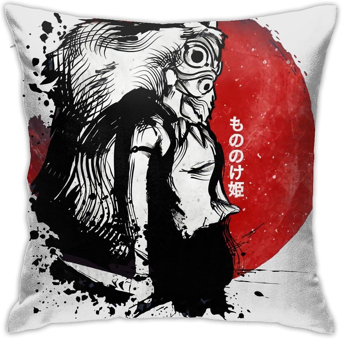 ?Princess Mononoke Decorative Pillow Covers Pattern Print Square Waist Cushion Pillowcase 18inch18inch -TB4298
