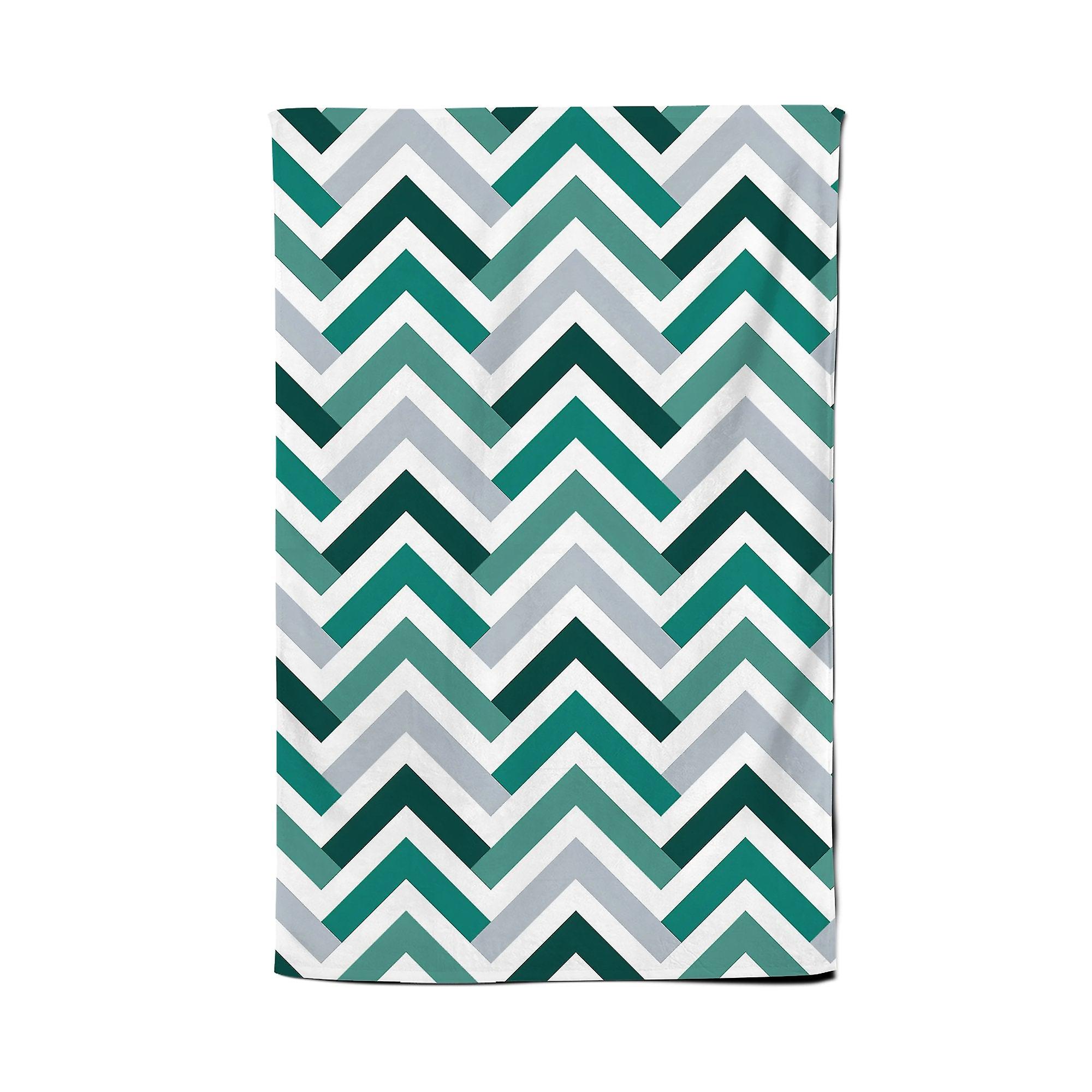 Geometric Retro Vintage Colored Chevron Pattern Tea Towel