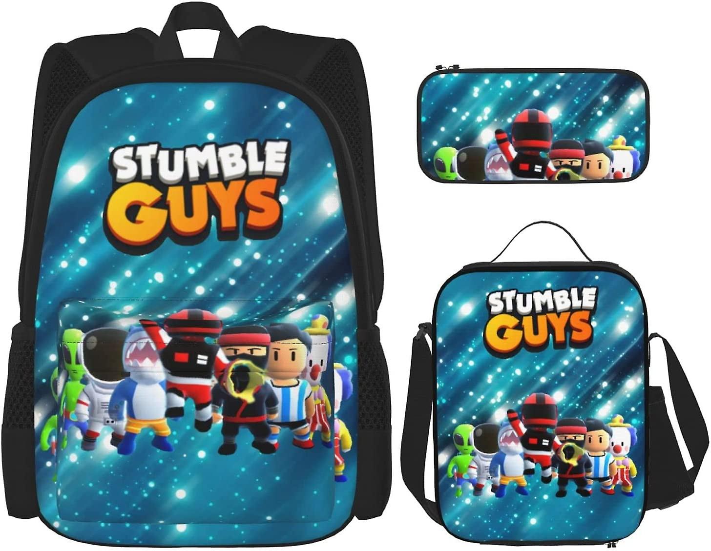 تعثر الرجال على ظهره الألعاب على ظهره مجموعة للبنين والفتيات ، حقيبة ظهر للكمبيوتر المحمول مع حقيبة الغداء مقلمة ، هدايا حقيبة كتب السفر لمحبي الألعاب المراهقين