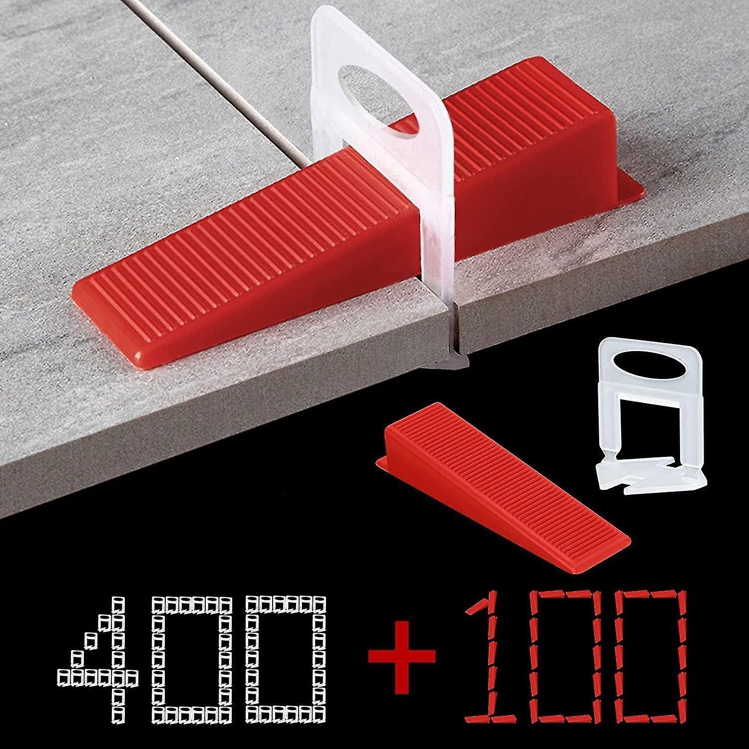 100 Pieces 3mm Joint Width Tile Leveling System, 400 Pull Tabs, 100 Pieces Reusable Wedges Set, Thic
