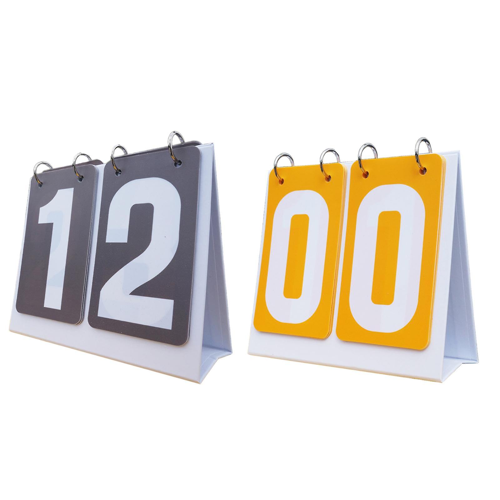 2x Table Score Flippers 2 digits Multi Sports Scoreboards for Games Football Gray Yellow