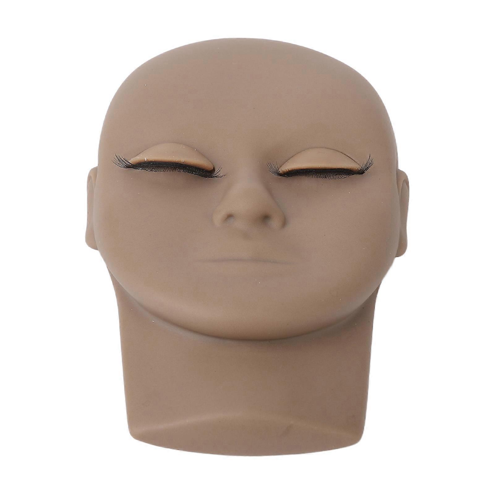 Lash Mannequin Head Makeup Eyelash Extension Practice Doll Head with 3 Pairs Removable Eyelids Double Layer Lashes Dark Brown 